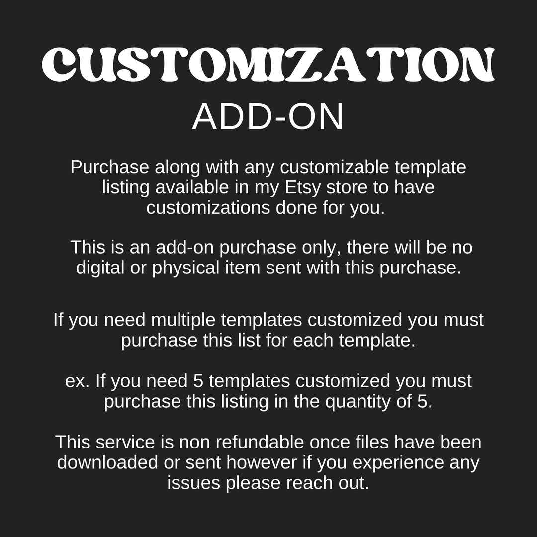 Customization Add-on Service Only - Etsy