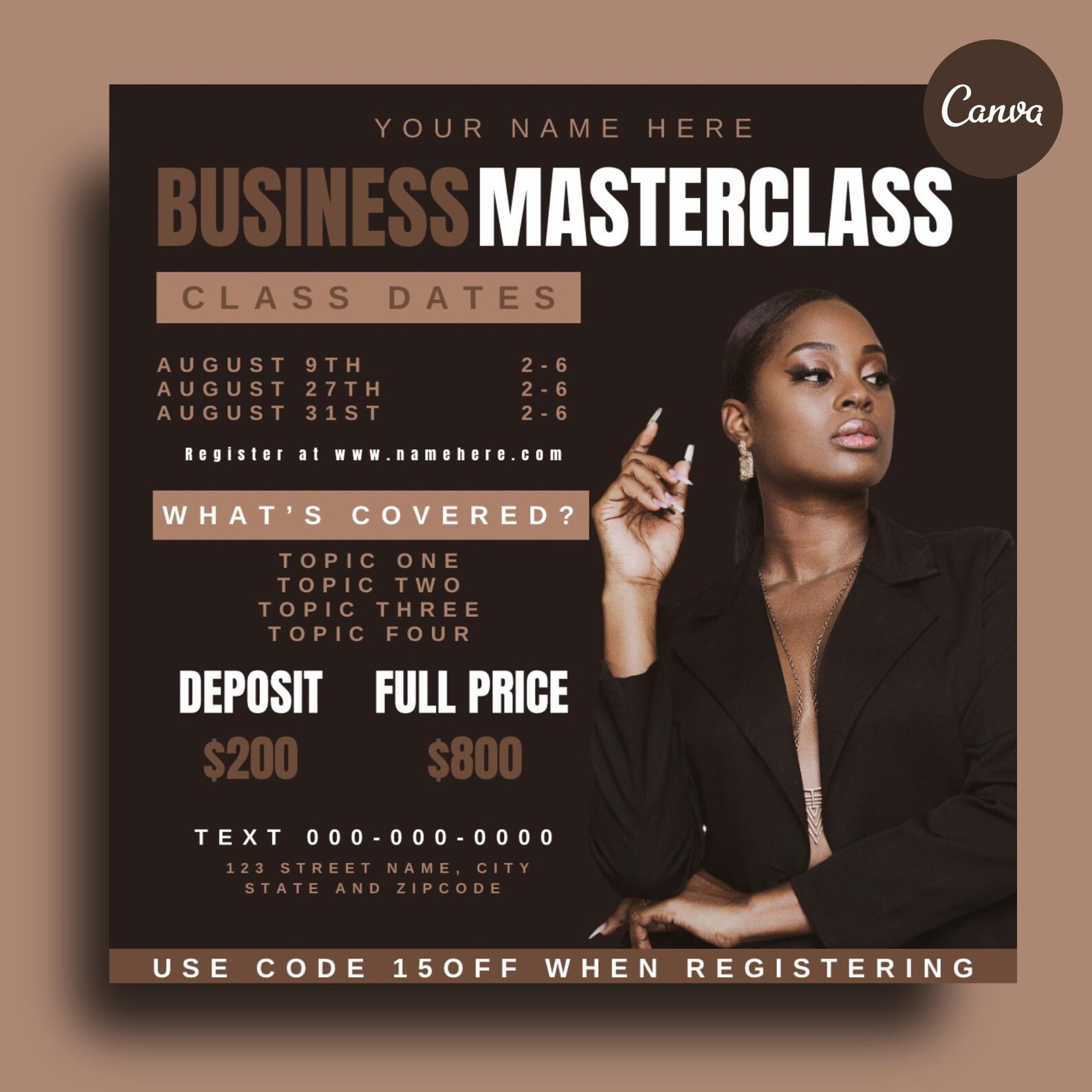 Editable Masterclass Flyer, Canva Template, Digital Flyer for Online ...