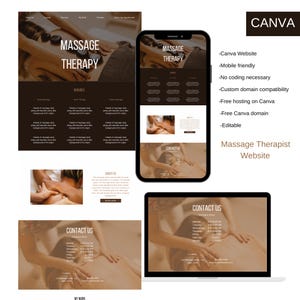 Editable Massage Therapist Canva Website, Massage and Spa Website, Canva Landing Page, Website for Spa and wellness, Massage Therapy