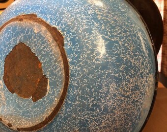 Blue Sponge Enamelware Bowl