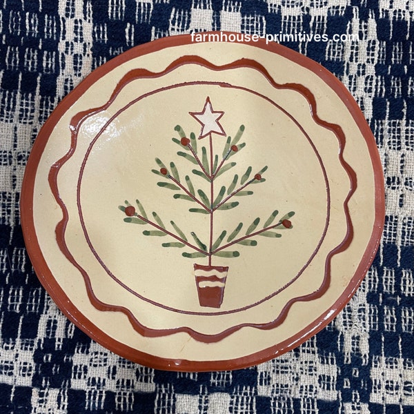 Tree with Star Redware Plate