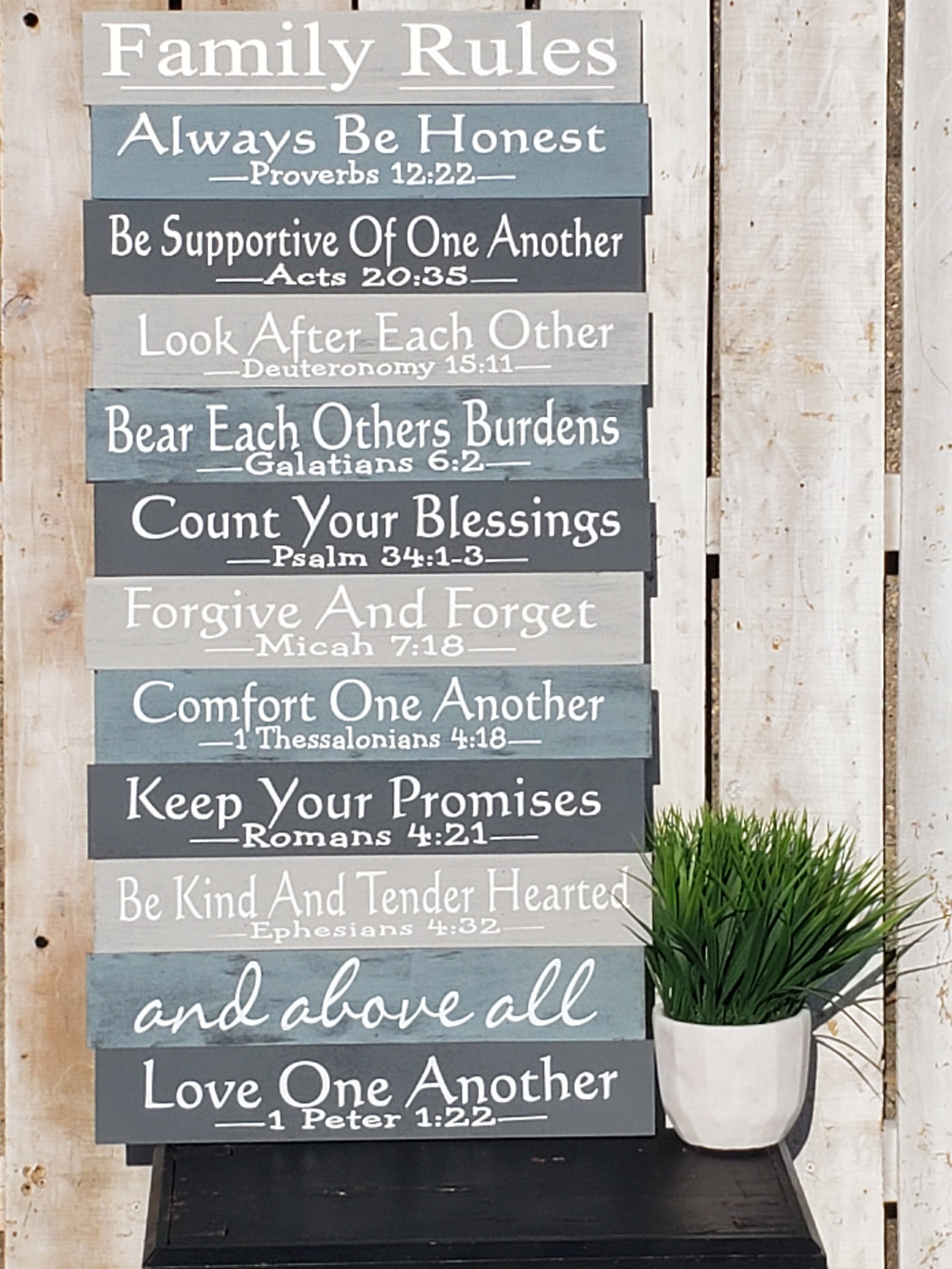 Christian Family Rules Sign Religious Family Wall Decor Etsy