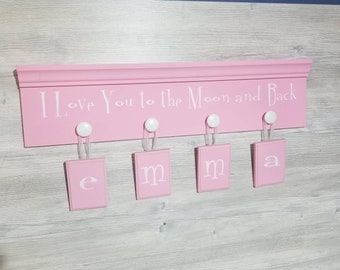 Customized Baby Name Gift, I Love You to the Moon and Back, Nursery Decor, Custom Nursery Gift, Nursery Wall Decor, Crib Sign