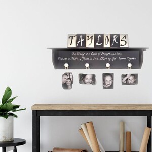 Our Family Is A Circle of Love Founded on Faith and Kept By God Personalized Photo Display Shelf Sign, Christian Gift, Religious Gift