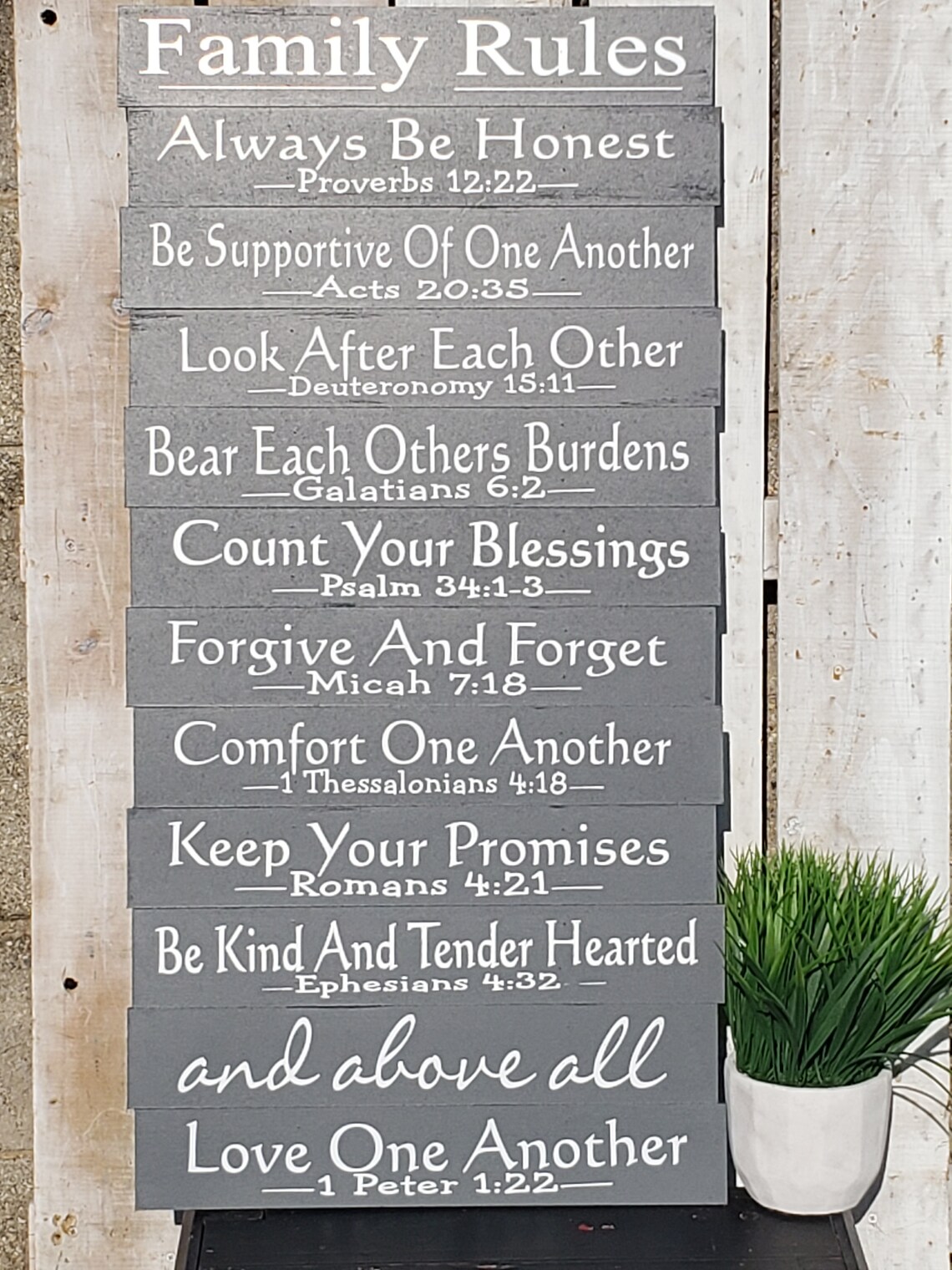 Christian Family Rules Sign Religious Family Wall Decor Etsy