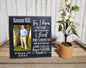 Custom Graduation Photo Frame, Class of 2024 Frame, For I know the plans I have for you, Graduation Picture Frame, Christian Graduation Gift