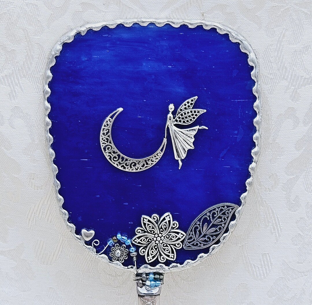 Large Hand Held Mirror Long Handled Stained Glass Mirror Etsy