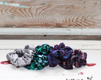 Luxury Scrunchies in Reclaimed Satin, Soft and Elegant Hair Accessories