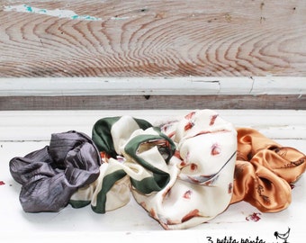 Large Luxury Scrunchies in Reclaimed Satin, Soft and Elegant Hair Accessories