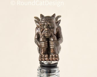 Repurposed Bottle Gargoyle Keyhole Distressed Fantasy Altered Bottle Decorative Bottle Gothic Mixed Media
