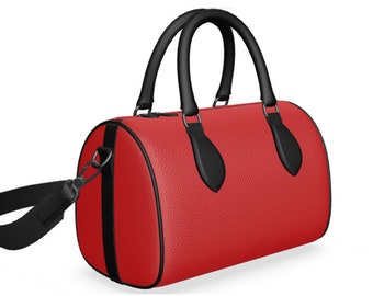 Handcrafted Fiery Red Leather Duffel Bag "The Rampart"