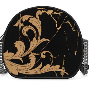 Handcrafted Terracotta Scroll and Marbling Canteen Crossbody Bag with Removable or Non-Removable Strap by Pagan Sol with