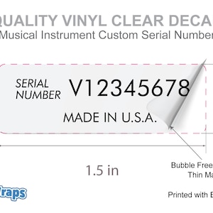Custom Serial Number Decal, Clear Matte Vinyl Fender Sticker, Complete Fender Set, Three per pack