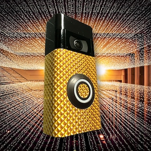 Gold Beads Faceplate Wrap Sticker for Ring Video Doorbell | Faceplate decal | Bling Sticker Ring DoorBell for version 2, 3, 4, 2nd Gen, Plus