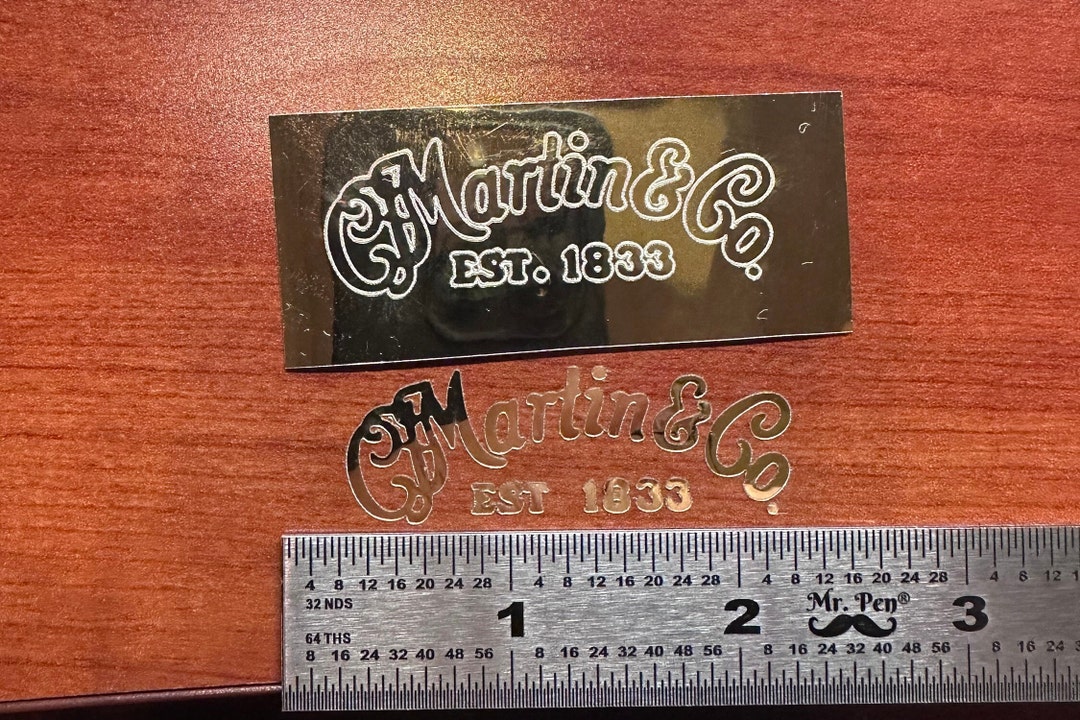 Gold Foil Martin and Co Guitar Decal Headstock Restoration Vinyl Decals