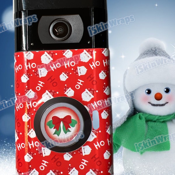 Ho Ho Faceplate Vinyl Wrap for Ring Video Doorbell versions 2, 3 or4 | Faceplate Wrap for ring video | Christmas Wrap Video Door Bell