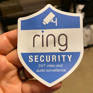 Outdoor Ring Doorbell Security Camera Badge/Shield sticker 4 inches high