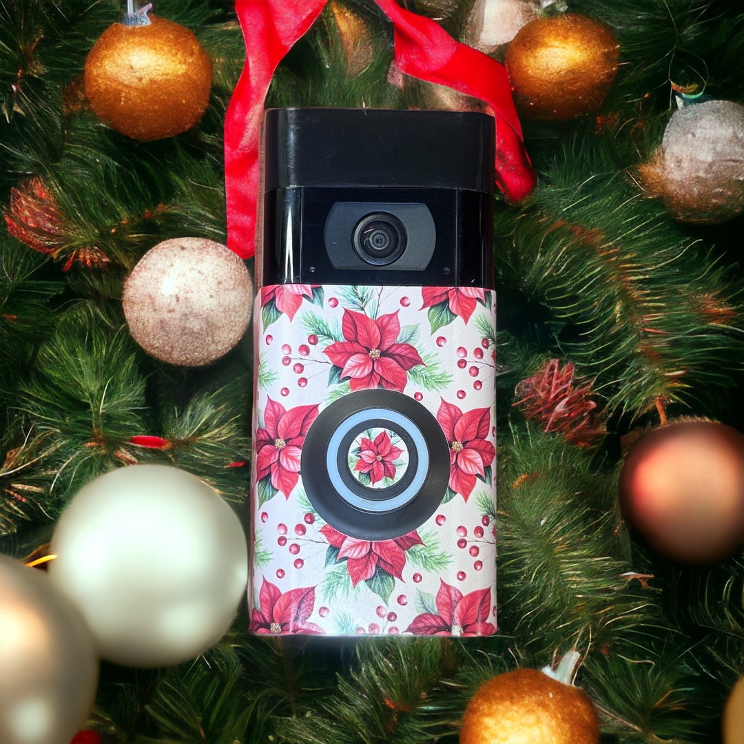 Christmas Flower Faceplate Vinyl Wrap for Ring Video Doorbell Versions ...