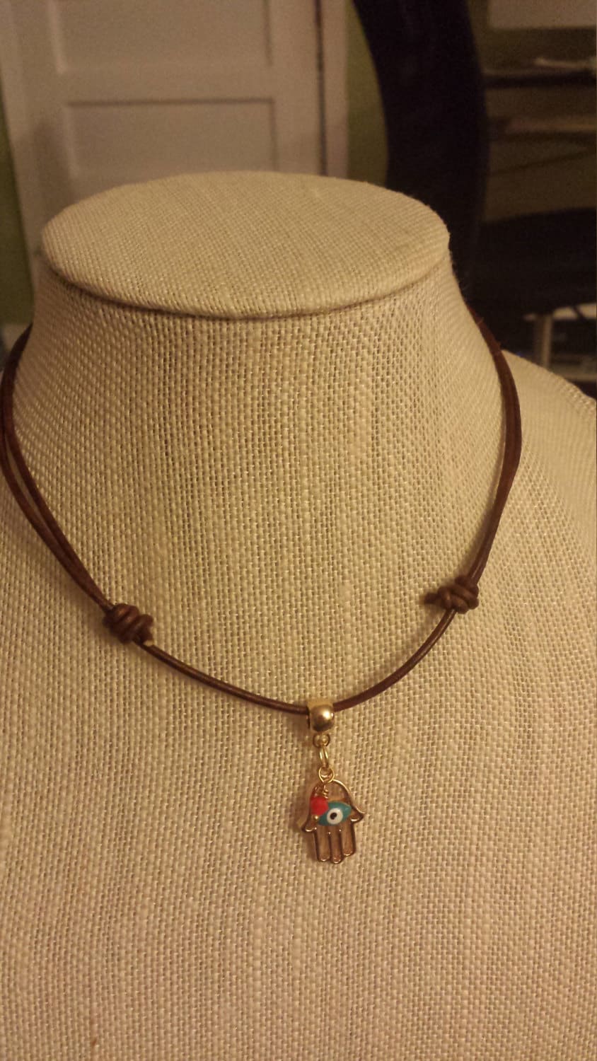 Hamsa Hand Sliding Knot Necklace Luck Necklace Hamsa Hand Etsy