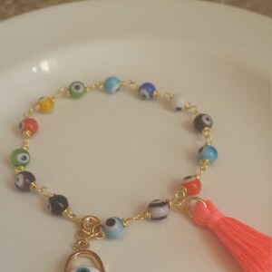 Evil eye beads bracelet and Lucky Hamsa hand, Evil eye beads, Ojos turcos y mano de fatima, Turkisk eye