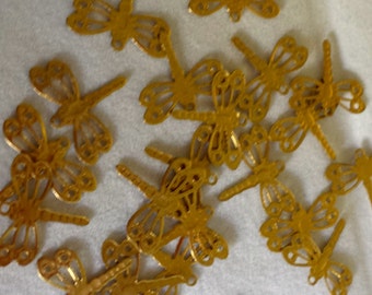Gold Plated Dragonfly charms 15 mm, mini dragonfly charms, dragonfly dainty, jewelry craft, minimalist charm