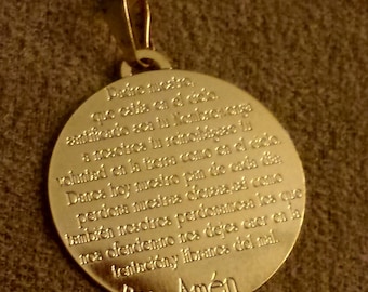 Padre nuestro- classic engraved pendant (Lord's Prayer) small size,medalla Padre Nuestro, Gold filled