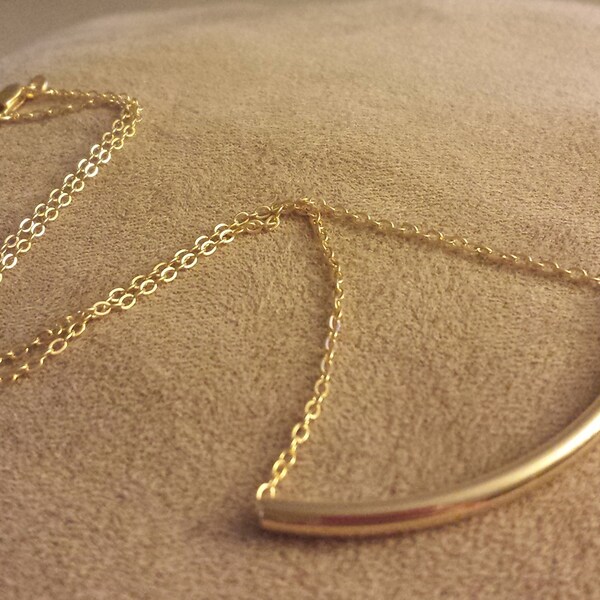 Gold Filled Tubular Necklace,Gold tube spacer necklace, minimalist Gold Filled necklace