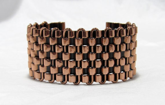 Vintage 1950s RENOIR "Basketweave" Copper Cuff Br… - image 3