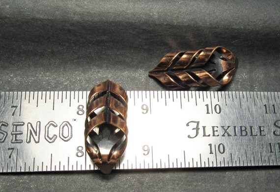 Vintage 1950's RENOIR "Flame" Copper Ear Clips, M… - image 10