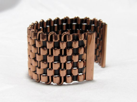 Vintage 1950s RENOIR "Basketweave" Copper Cuff Br… - image 2