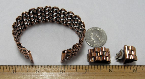 Vintage 1950s RENOIR "Basketweave" Copper Cuff Br… - image 9