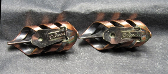 Vintage 1950's RENOIR "Flame" Copper Ear Clips, M… - image 4