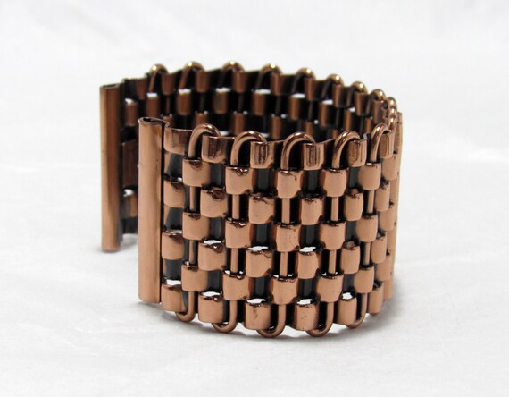 Vintage 1950s RENOIR "Basketweave" Copper Cuff Br… - image 4