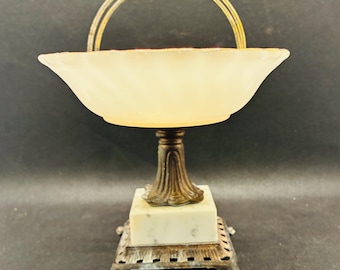 Marmor, Milchglas & Messing Italienischer Vintage Serviettenhalter-RARITÄT!  Kostenloser Versand!