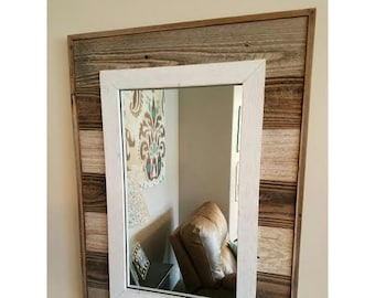 Rustic Slat Mirror w/outside Edge