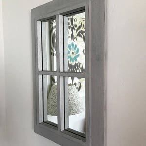 Rustic Gray Windowpane Mirror image 2