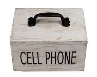 Rustic Cell Phone Box - Wooden Phone Jail for Families, Classrooms, or Dinner Time