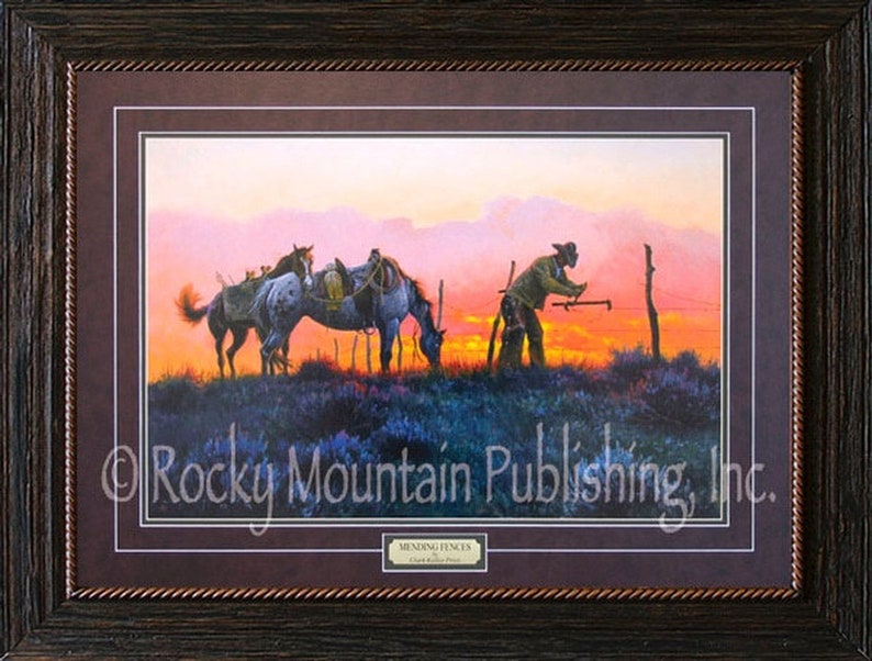 Mending Fences Framed Western Art Print by Clark Kelley Price, 22x30 Etsy