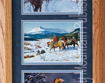 The Home Gate, Clark Kelley Price Cowboy Art Framed Set