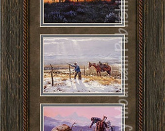 Mending Fences, Clark Kelley Price Cowboy Art Framed Set