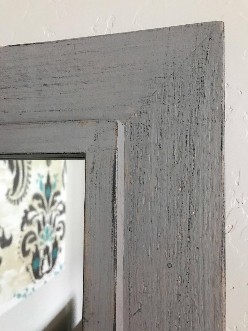 Rustic Gray Windowpane Mirror image 3