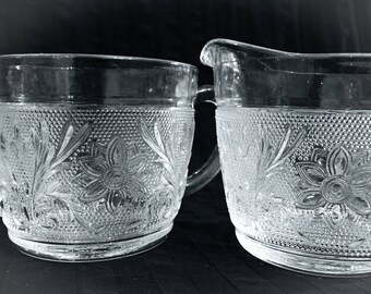 Sandwich Pattern Cream & Sugar Bowl Set by Anchor Hocking