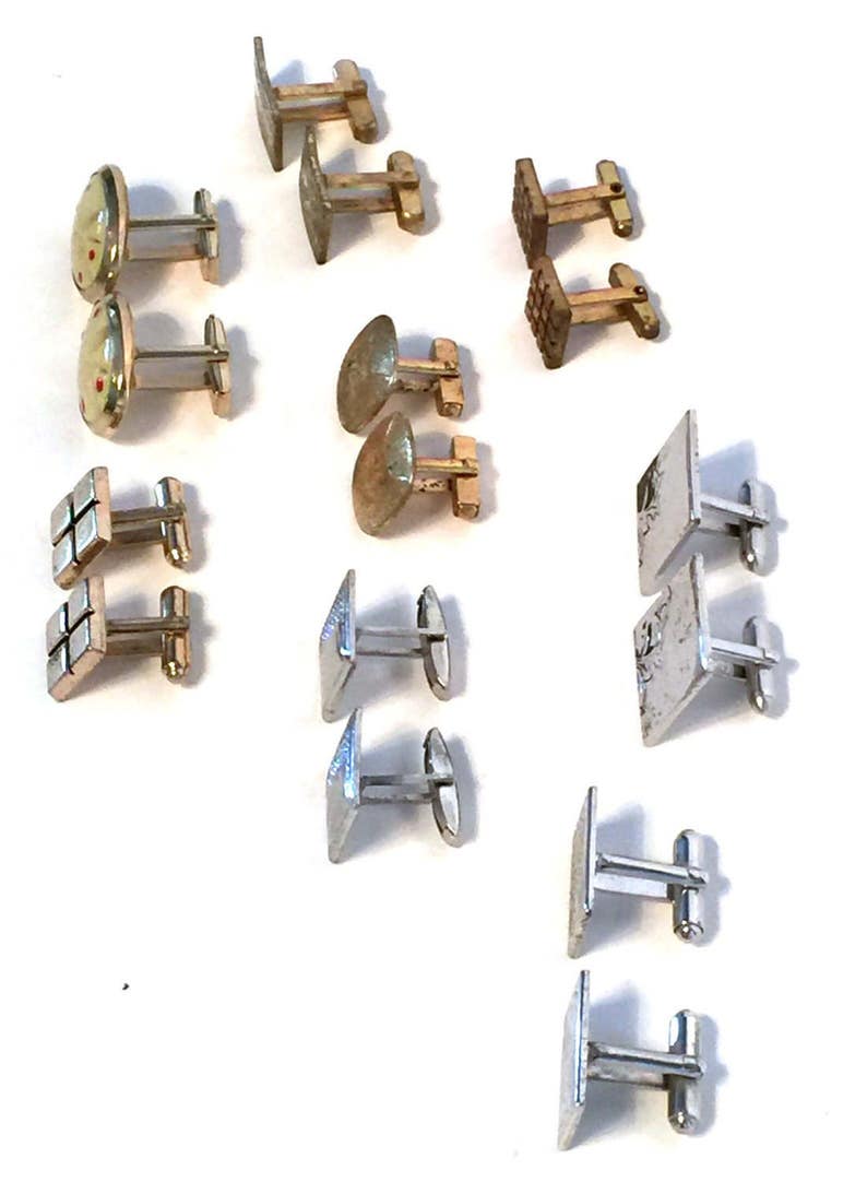 Collection of 8 Pair Vintage Cuff Links Gold /& Silver Tone,Formal Wear,Gift for Him,Suit and Tie,Groom Gift,Groomsmen Gift