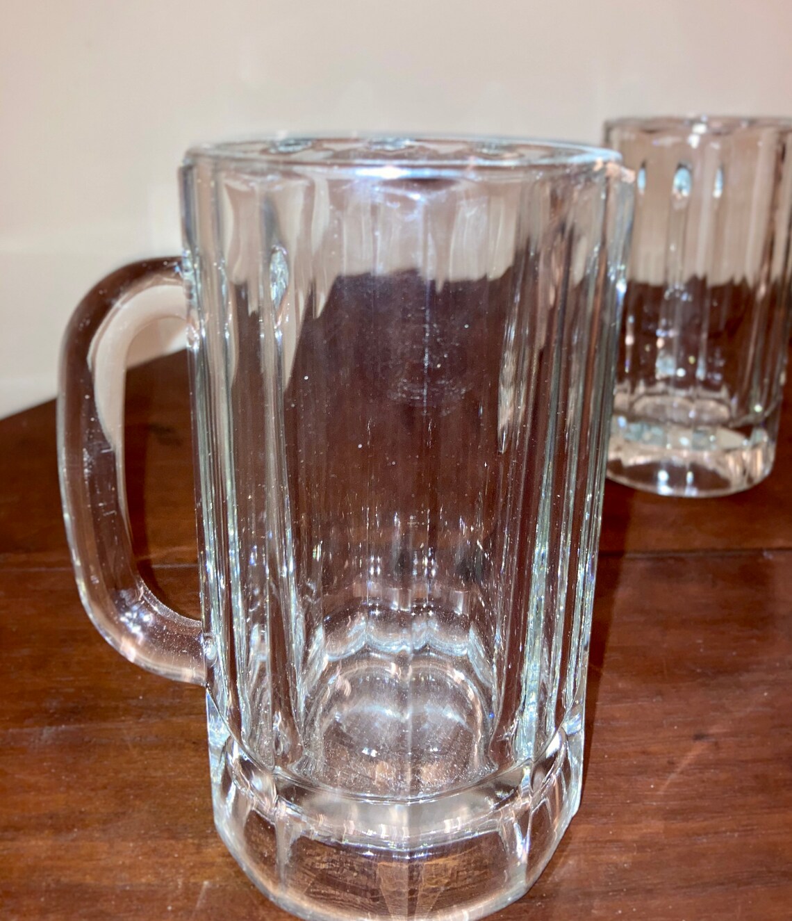 HEAVY BEER MUGS 16oz Libbey Set of 4 Ribbed Glass Mugs with Etsy