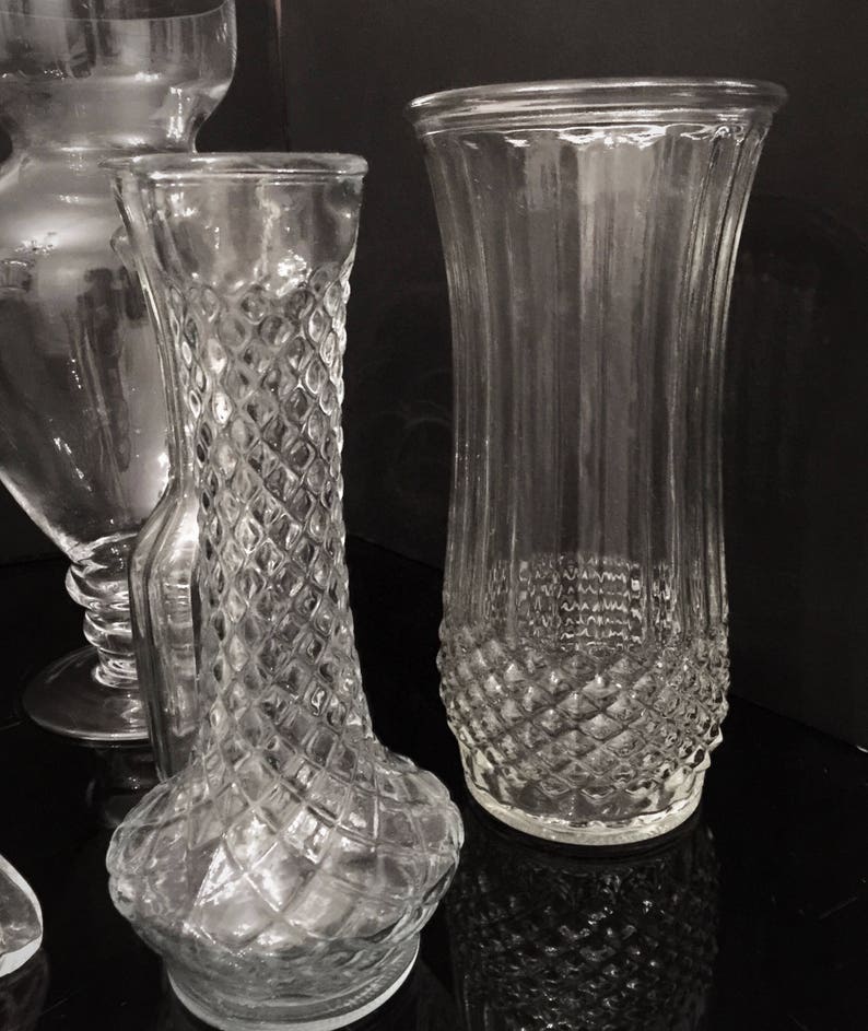 Bulk Flower Vases Collection of 10 Clear Glass Vases Vintage Etsy