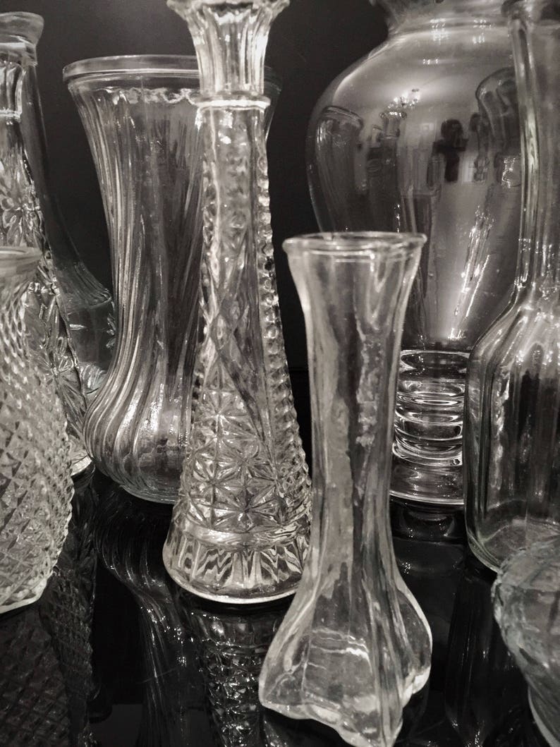 Bulk Flower Vases Collection of 10 Clear Glass Vases Vintage Etsy