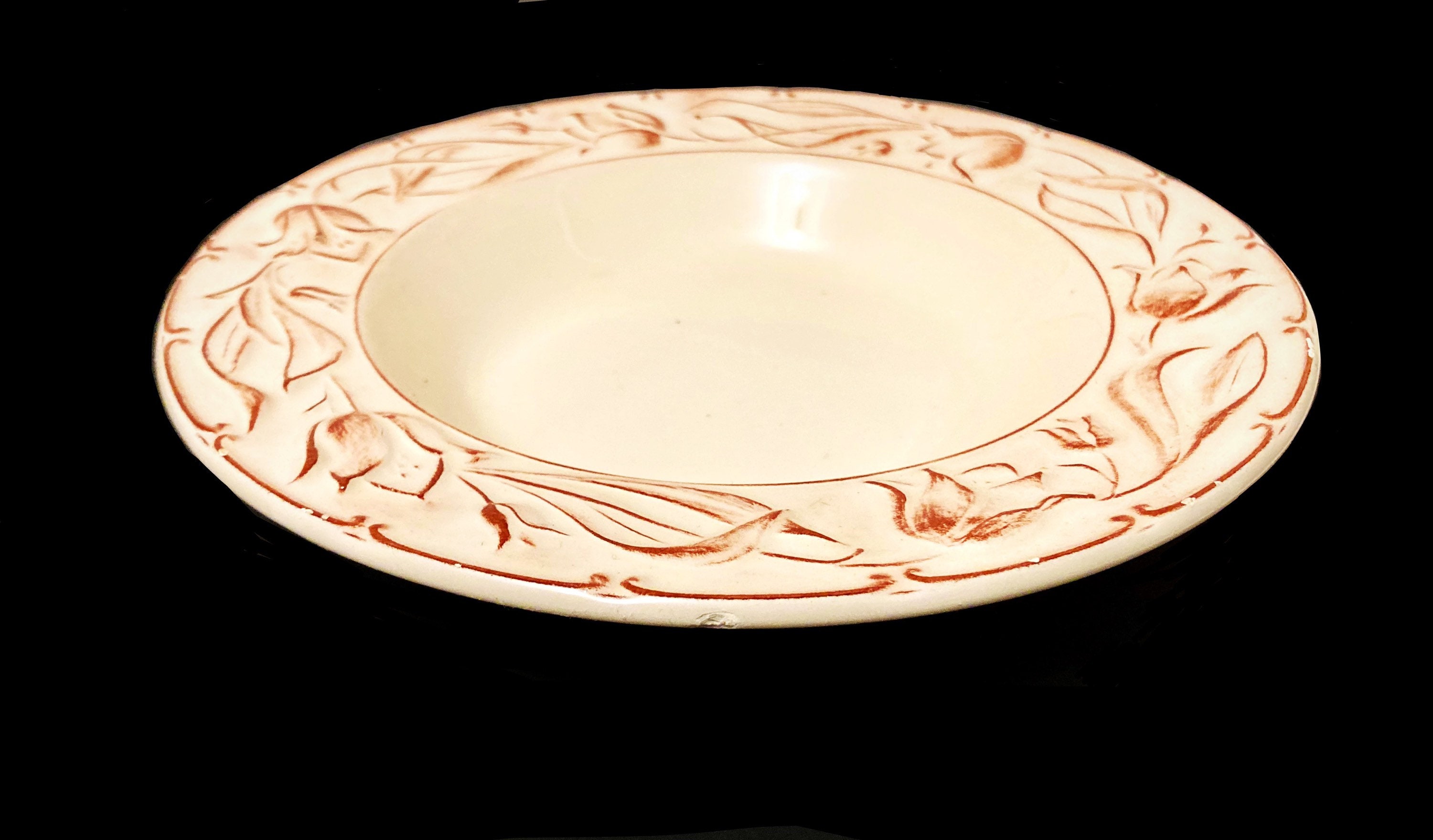 Italian Soup Bowls Franco Quadrifoglio White Embossed Etsy
