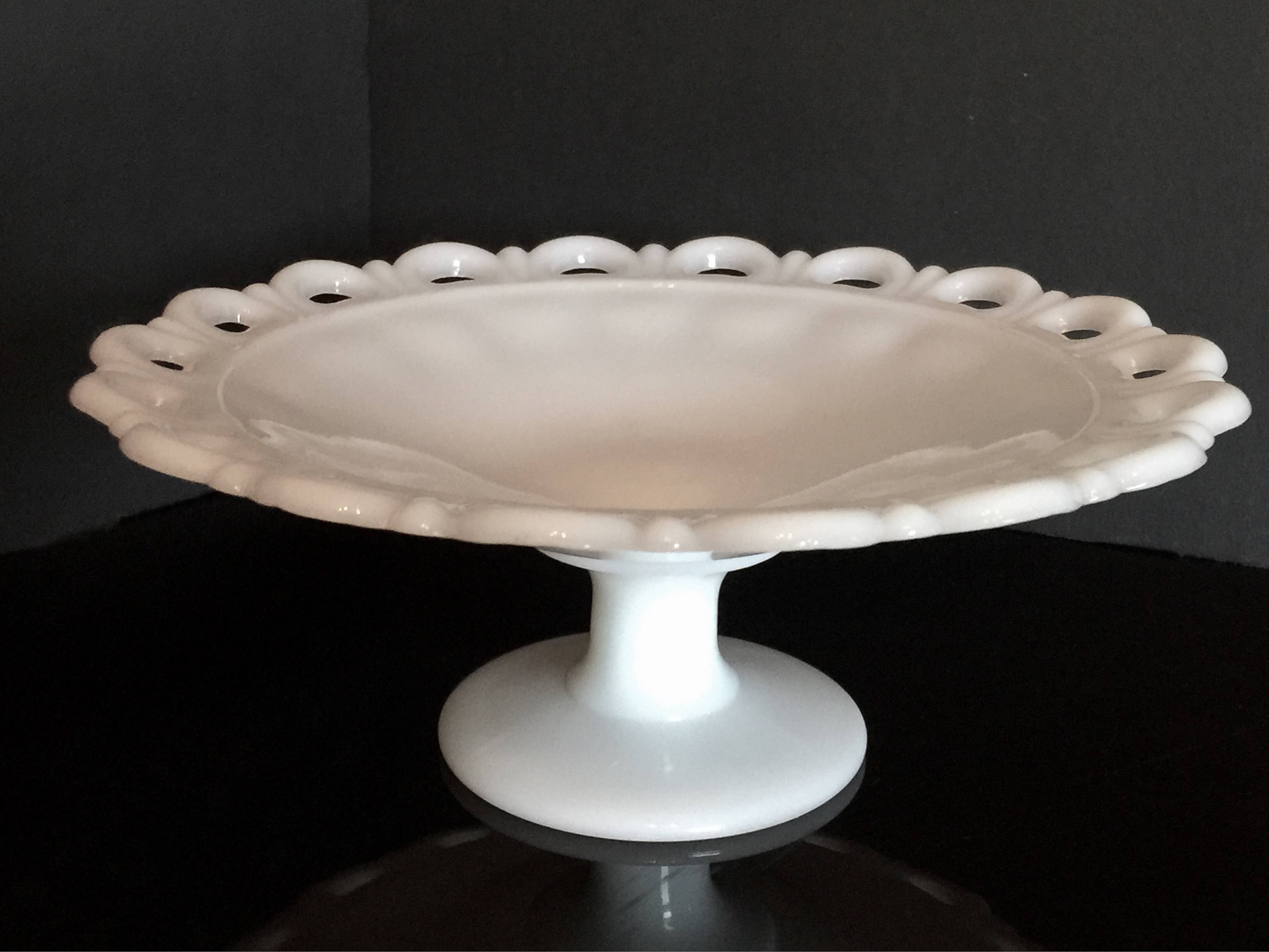 Collectible Glass Art & Collectibles Collectibles Vintage Milk Glass Cake Stand Anchol Hocking