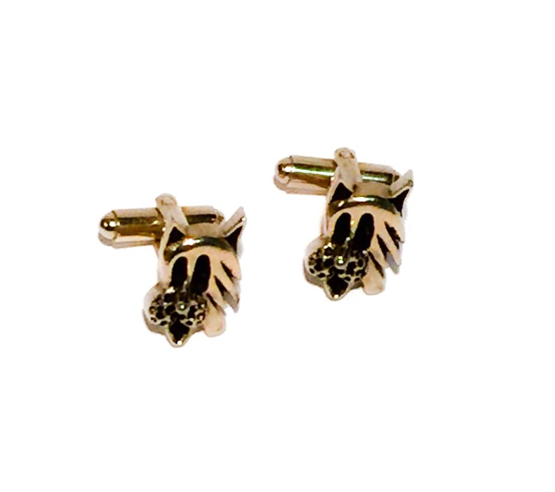 Vintage Gold Tone Dog Cufflinks,Black Enamel,Dog Lover Cufflinks,Pluto Cufflinks,Gift for Dog Groomer,Vintage Dog Head Cufflinks