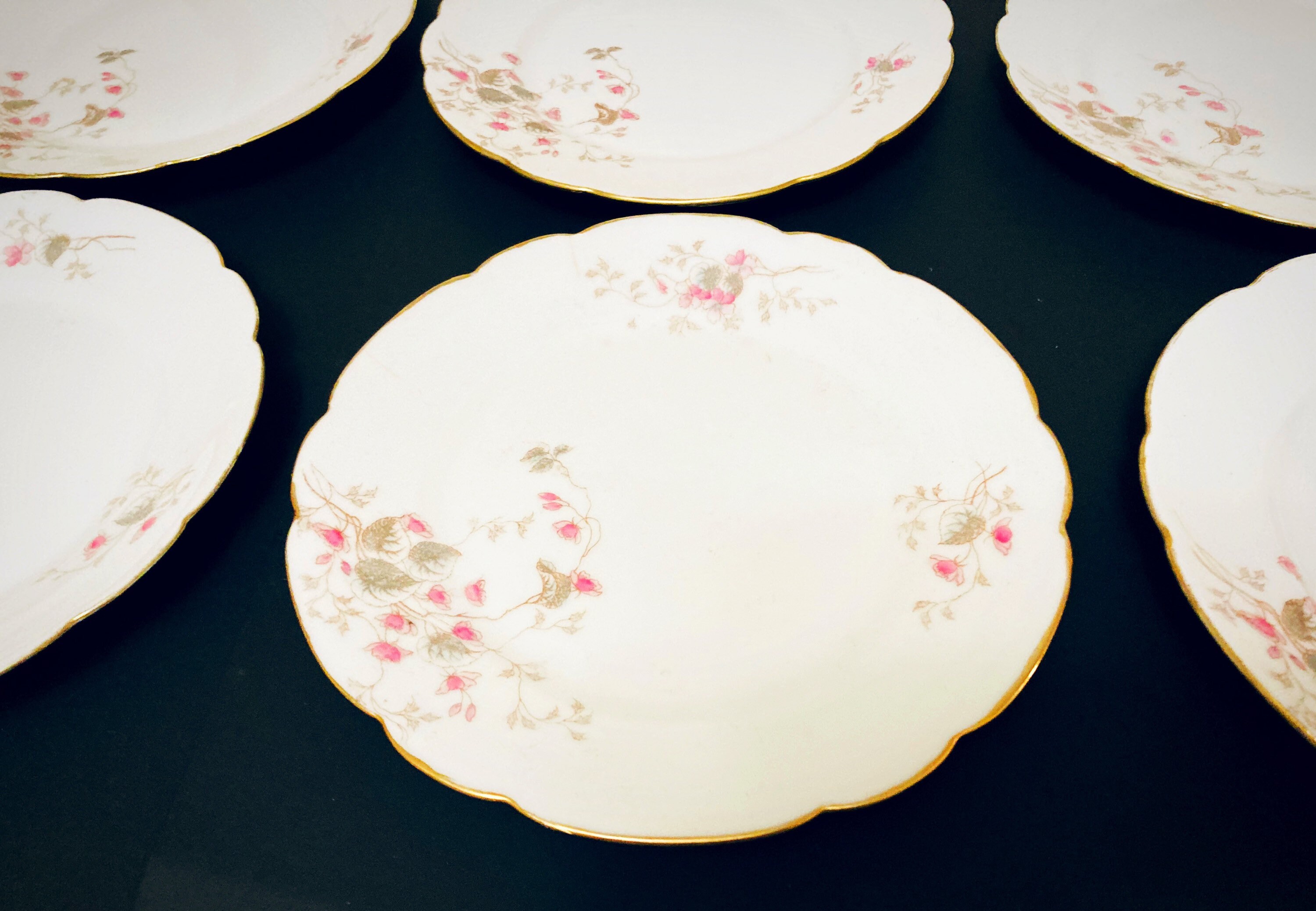 FLORAL SALAD PLATESAntique Porcelain PlatesDainty Pink Etsy